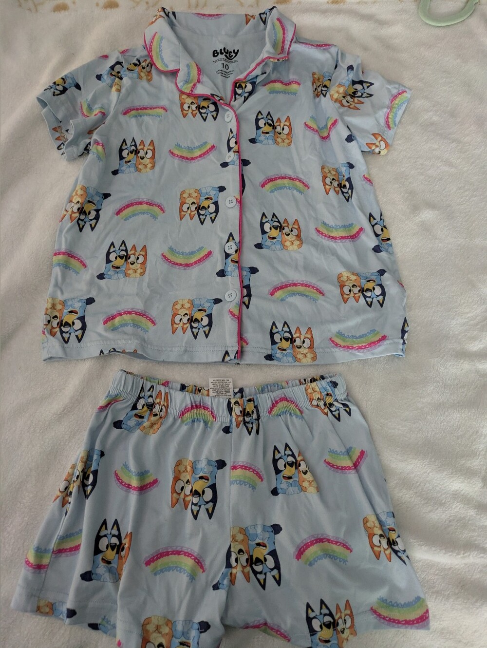 GUC Bluey rainbow print pajamas shirt &shorts set